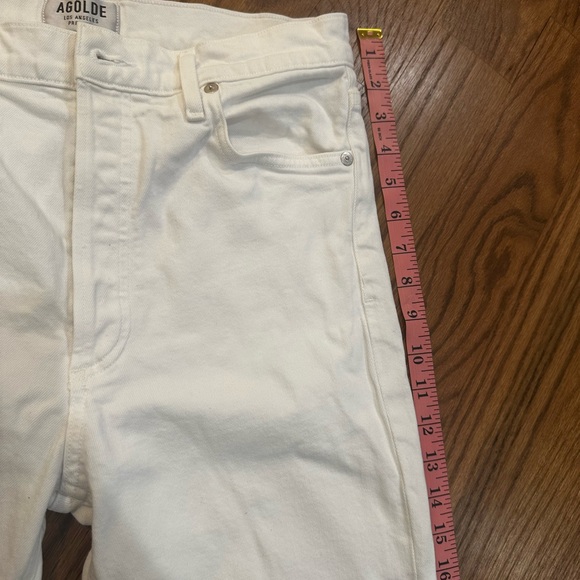 Agolde Criss Cross Straight Leg Jeans Size 27 White Button Fly Raw Hem Women's - Picture 10 of 10